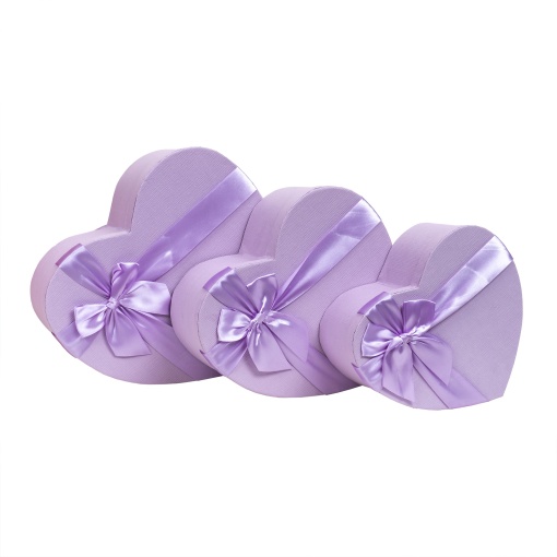 Set cutii in forma de inima Zilan, 3 cutii, 13.5x29.5 cm + 12x25.5 cm + 10.5x22 cm, CD2085-mov