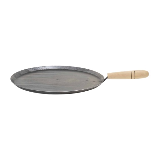 Tava rotunda Zilan pentru copt legume, 30 cm, metal argintiu, maner lemn, cod 3890