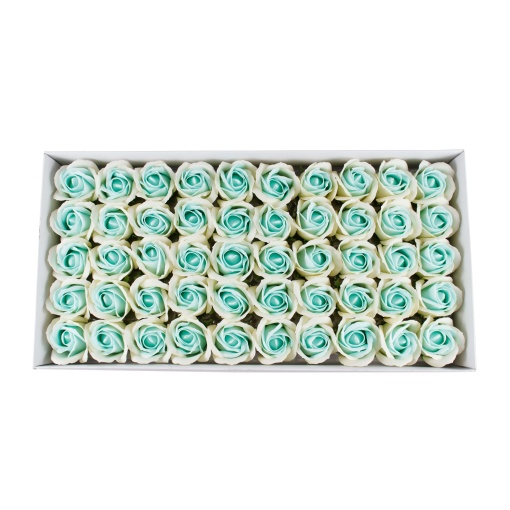 Trandafiri sapun Love, alb-verde, 50 buc/set, 6.5 cm inaltime, 5 cm diametru, SF003-16