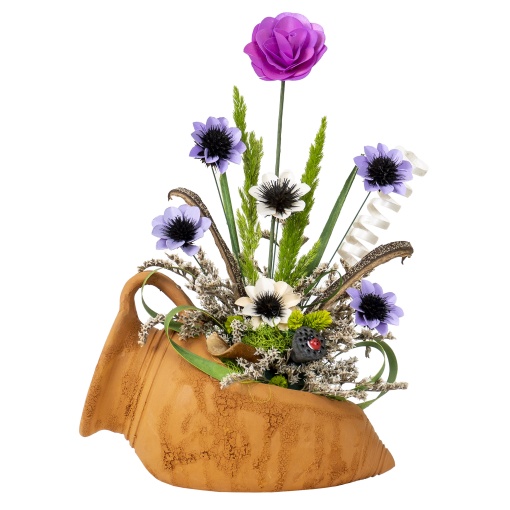 Aranjament flori Zilan, ulcior mare cu garoafe stabilizate, multicolor, 33 cm, EXT10183