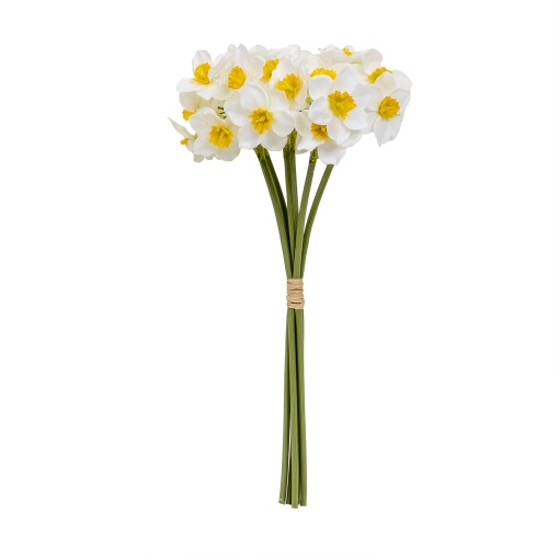 Buchet Zilan 6 narcise, aspect natural, inaltime 40cm, SL062_alb