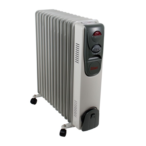 Calorifer electric cu ulei Zilan, 13 elemente, 2500W, termostat reglabil, 3 trepte, 4 roti, 60x20x65 cm, ZLN2135