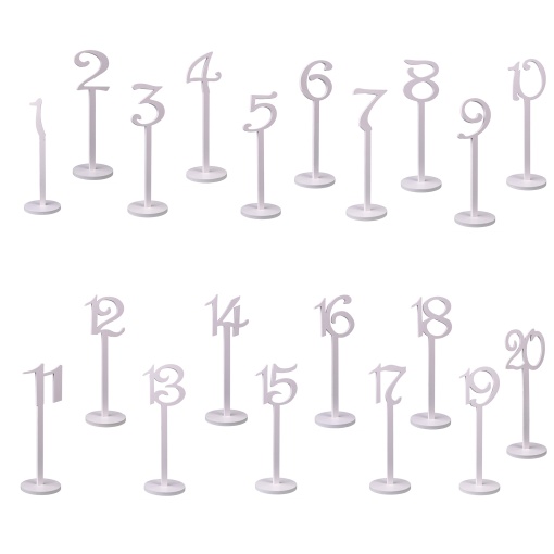 Decoratiune perete Zilan, numere decorative din lemn, 33cm, alb, 20 buc/set, CD4517