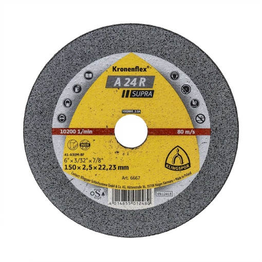 Disc debitare Klingspor A24R Supra, 150x2.5x22.23mm, metal, unghiular, cod EXT6667