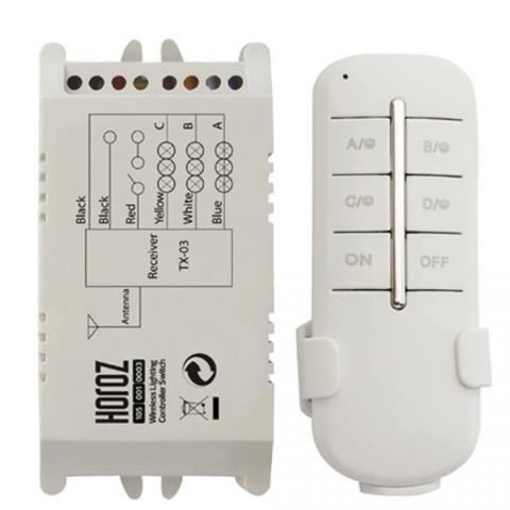 Intrerupator cu telecomanda Horoz, Controller-3, 3 canale, 3x1000W halogen / 3x300W LED, distanta operare 30-60 m, IP20, dimensiuni 9x5.4x2.5 cm, EXT105-001-0003