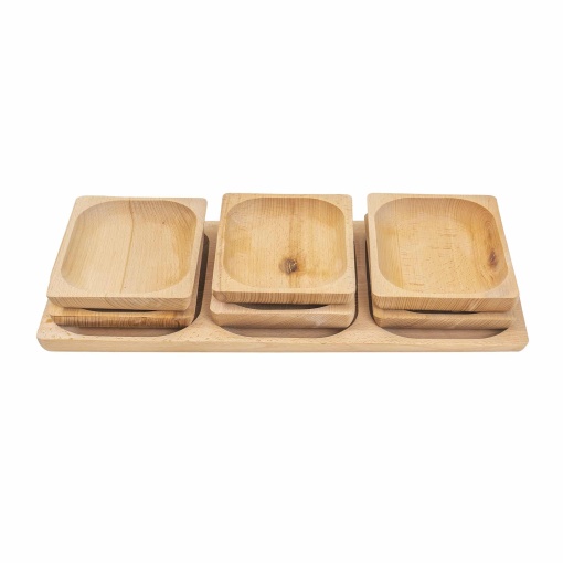 Platou mare cu 3 compartimente si 6 boluri Zilan, 45x30x5 cm, EXT6171