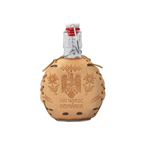 Plosca din sticla Zilan, cu husa de piele, capacitate 200ml, dimensiuni 11.5x4.5x16.5 cm, EXT10789