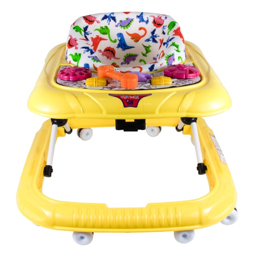 Premergator Zilan cu scaun reglabil, 10 roti pivotante, galben animal print, 64x58x74 cm, ZLN1077_2