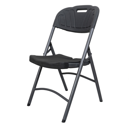 Scaun pliant Zilan pentru terasa, plastic, negru, 46x38x86 cm, greutate maxima 150kg, ZTS8192B