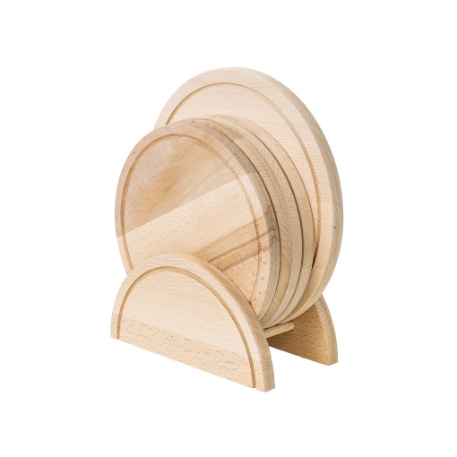 Tocator rotund Zilan, set 5 bucati, 1 x 29cm + 4 x 24cm, cu suport, EXT10144
