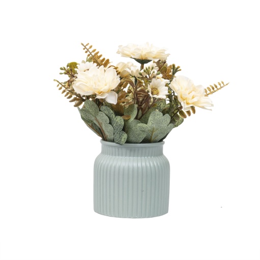 Aranjament floral Zilan in ghiveci ceramic, crizantema alba, H 20 cm, D 10 cm, 11x11x23 cm, 1.5 kg, ZTS8056_3
