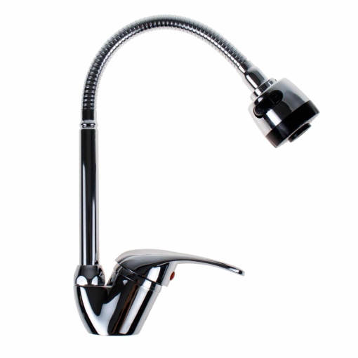 Baterie bucatarie Zilan, inox, monocomanda, pipa flexibila, 2 jeturi, cartus ceramic 35mm, 360°, 30x15x50 cm, ZLN0382