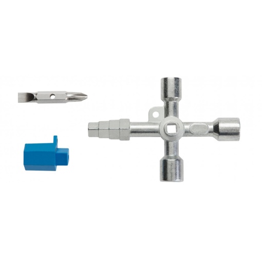Cheie universala pentru tablouri electrice HOGERT, 9 capete, zinc turnat, 85 mm inaltime, cu adaptor, HT1W761
