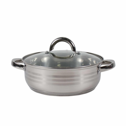 Cratita inox Floria, 24cm, 3L, capac sticla termorezistenta, maner gol, 24 x 9 cm, ZLN4106