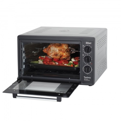 Cuptor electric Zilan cu rotisor, capacitate 32L, putere 1500W, timer, termostat, dimensiuni 54x40x33 cm, ZLN2461_N