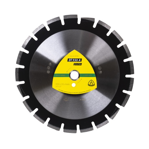 Disc diamantat Klingspor DT 350A Extra, 350x25.4mm, 21 segmenti, pentru asfalt, taiere uscata, polizor unghiular, EXT337730