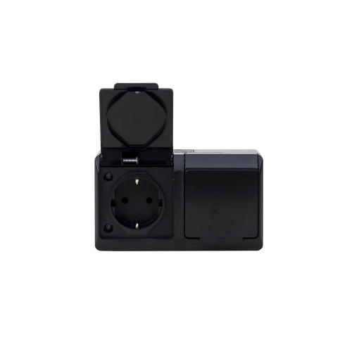 Priza dubla Zilan HERMES, 16A/250V, IP44, 130x76x50mm, ELPL-0325-09