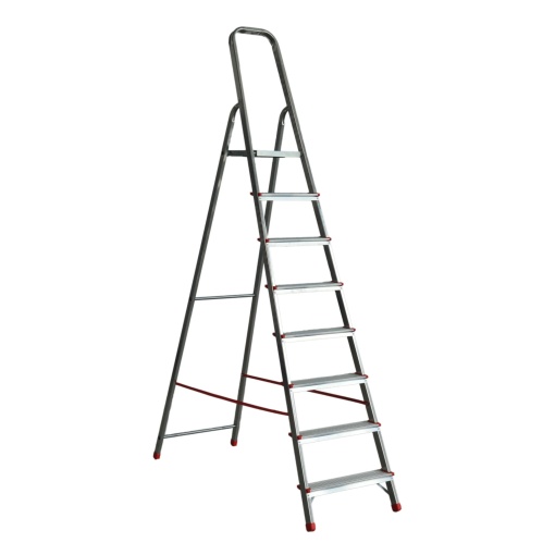 Scara metalica Zilan 7+1 trepte, inaltime 2.20m, profil patrat, suporti din plastic, ZLN1190
