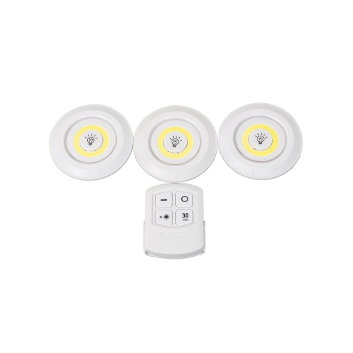 Set lampi LED autoadezive Zilan cu telecomanda, reglare intensitate, diametru 9cm, 25x21x5 cm, ZTS8221