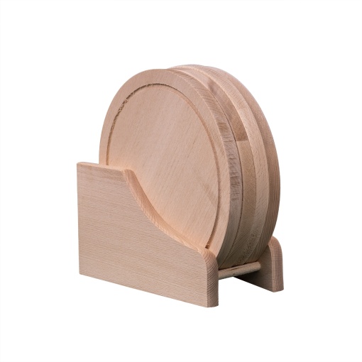 Set tocatoare rotunde Zilan, 4 bucati, 25 cm, lemn, bej, EXT10147