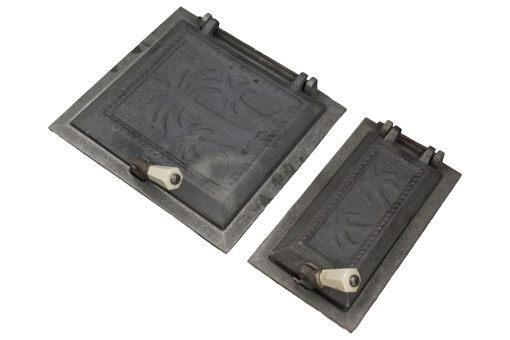 Usa soba Zilan cu cenusar, model palmieri, fonta negru mat, manere ceramice, dimensiuni 250x270 mm, 250x140H mm, 6,85 Kg, cod 4523