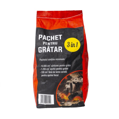 Carbune pentru gratar Zilan, 3.5kg, 2kg carbune, 1kg aschii, 0.5kg lana, 28x14x5 cm, EXT6783