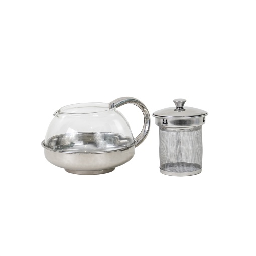 Ceainic cu infuzor Zilan, sticla si inox, 600ml, argintiu, 13x13x8 cm, 1531