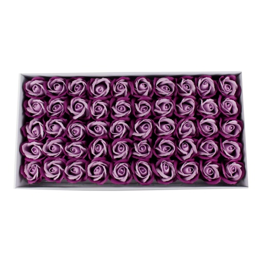 Pachet trandafiri sapun love, fucsia-lila, 50 buc, 5 cm diametru, 6.5 cm inaltime, SF003-4