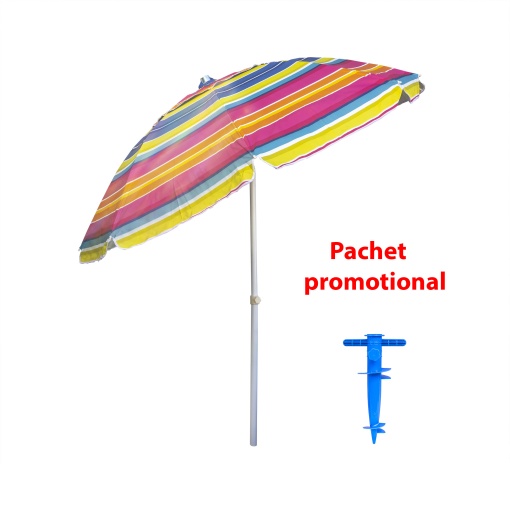 Pachet umbrela protectie solara Zilan, diametru 2m, inaltime 2.1m, suport metalic ajustabil 30cm, UV, ZTS8487_1