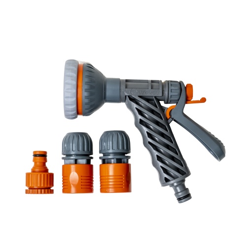 Pistol udare Zilan, 6 functii, material plastic, gri/portocaliu, lungime 20 cm, latime 15 cm, inaltime 10 cm, ZTS5542