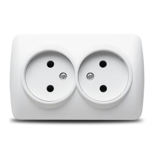 Priza dubla aplicata Horoz Eva 16A, 250V, alba, tip schuko, 106x63x33 mm, EXT112-003-0002
