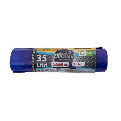 Saci menajeri Zilan, capacitate 35l, 15buc pe rola, dimensiuni 53x60cm, EXT10543