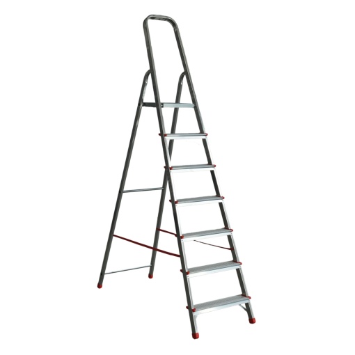 Scara metal Zilan 6+1 trepte, inaltime 2.20m, suporti plastic, vopsita electrostatic, ZLN1183