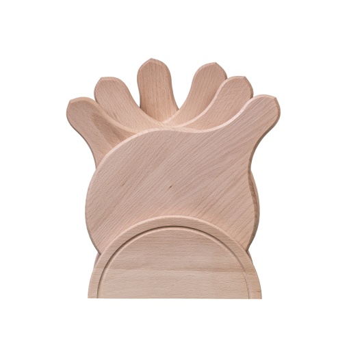 Set 6 tocatoare din lemn cu coada, rotund, diametru 19 cm, bej, Zilan, EXT10142