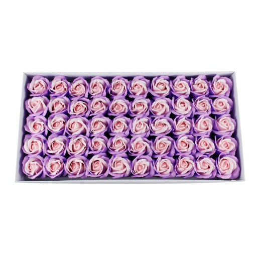 Trandafiri din sapun Love, lila-roz pal, 50 buc/set, 5 cm diametru, 6.5 cm inaltime, SF003-24