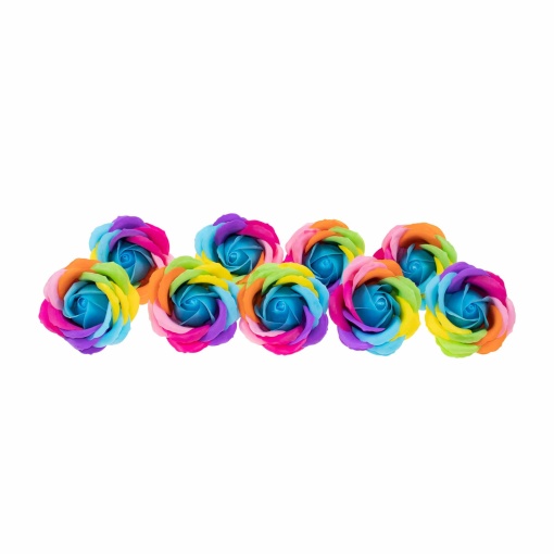 Trandafiri multicolori din sapun love, 9 buc/set, parfumati, 8 cm, CD4080-MiezTurcoaz