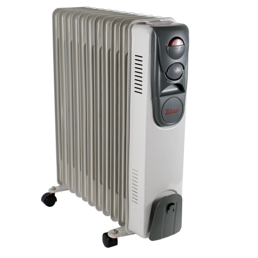 Calorifer electric cu ulei Zilan, 11 elementi, termostat reglabil, 2500W, 3 trepte incalzire, 50x15x62 cm, ZLN2128
