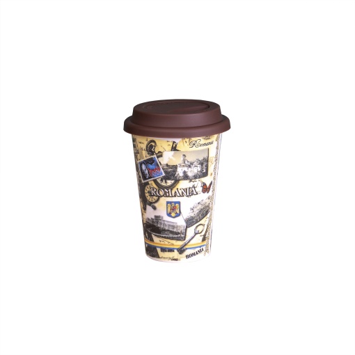 Cana ceramica Zilan cu capac de silicon, model Romania, 400ml, dimensiuni 12,20x9,20cm, CD2170