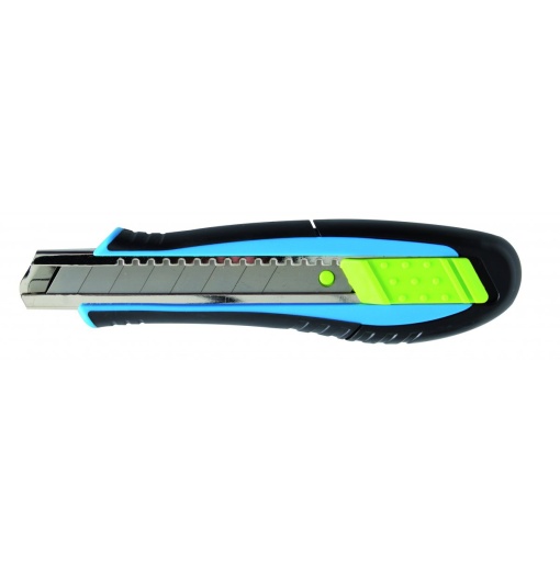 Cutter demontabil 18mm HOGERT, lama din otel SK5 rezistenta, maner ergonomic cu cauciuc, 2 lame, HT4C604