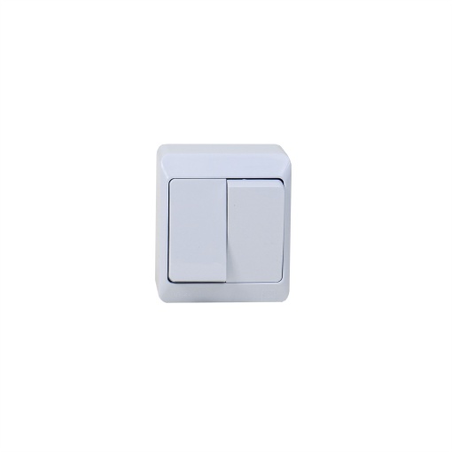Intrerupator dublu Zilan, alb, 10A/250V, IP44, 6x7x5 cm, ELPL-0332-02