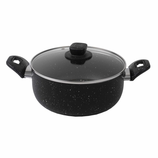 Oala Zilan cu capac sticla, 4L, aluminiu granit, 26 cm, ZLN1990