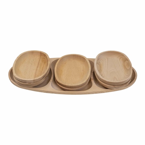 Platou mare cu 3 compartimente si 6 boluri Zilan, ideal pentru servire, 40x30x5 cm, EXT6172