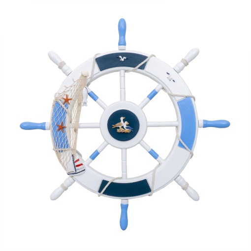 Roata decorativa Z-TOOLS, MDF, diametru 50cm, grosime 3.5cm, alb/bleu, demontabila, 53x53x5 cm, ZTS8036