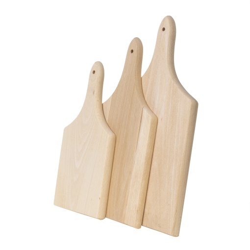 Set 3 tocatoare Zilan cu maner din lemn de fag, 40x20x2 cm + 36x17x2 cm + 30x14.5x2 cm, bej, EXT6067