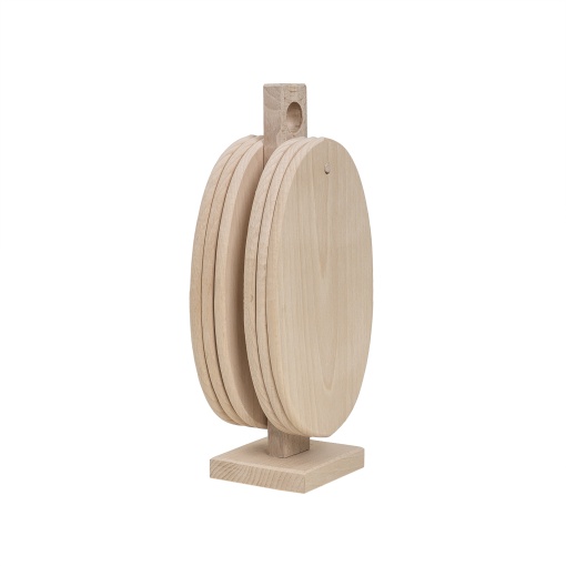 Set 6 tocatoare lemn Zilan, oval, fag, 24x15 cm, suport vertical, bej, EXT7564