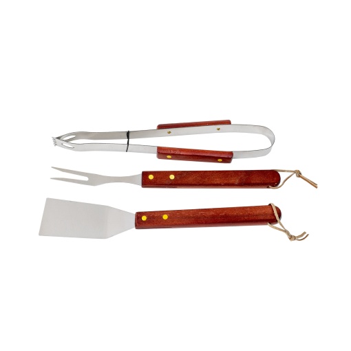 Set gratar Zilan 3 piese, spatula + cleaste + furculita, inox + lemn, 33cm, 42x17x5 cm, 1.5kg, ZTS8338