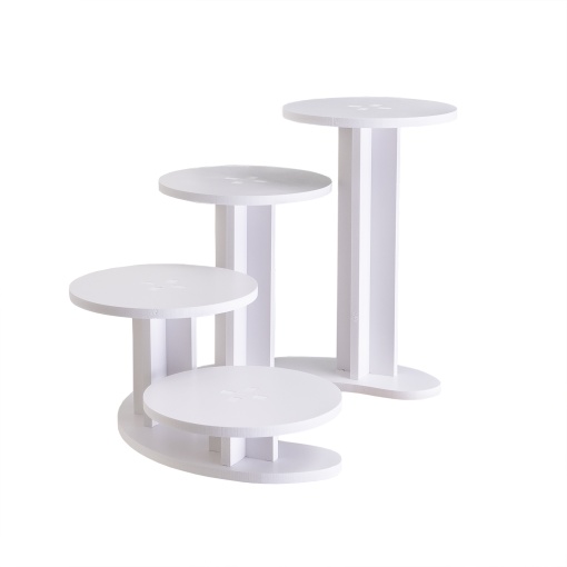 Suport Candy Bar Zilan, rotund, 4 etajere, modular, lemn, alb, 45x30x31 cm, CD4523