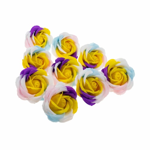 Trandafiri din sapun love, 9 buc/set, multicolor, parfumati, 8 cm, CD4080-MiezGalben