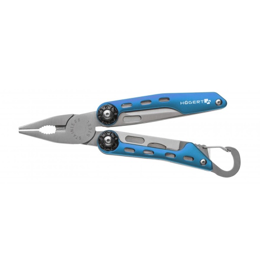 Cleste multifunctional HOGERT 10 in 1, otel inox, pliabil, maner aluminiu, husa depozitare, 15x6x2 cm, HT1P070