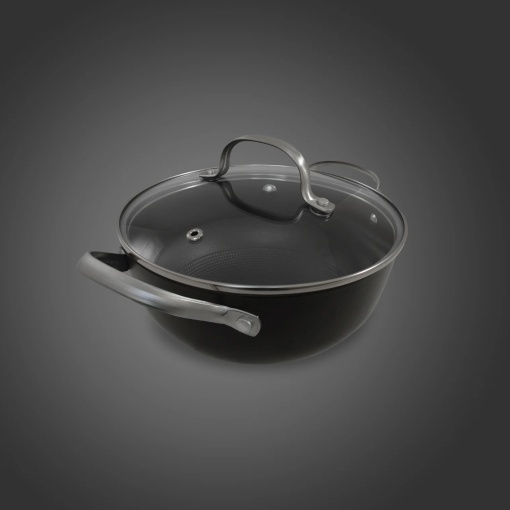 Cratita din fonta OTI, 20 cm, 2 L, inaltime 8.5 cm, capac sticla termorezistenta, usor de manevrat, cod OTI0014